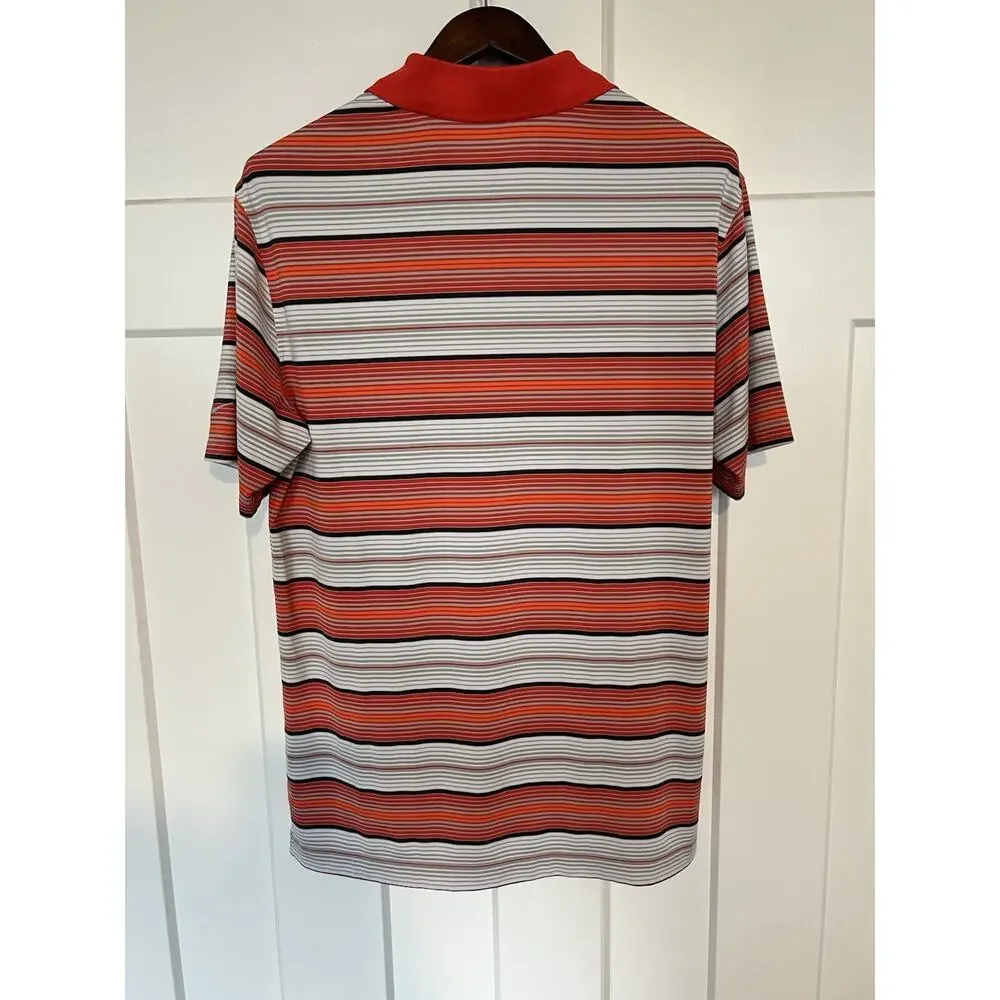 Nike Golf Polo Men's Medium Dri Fit Orange Red Short Sleeve - Picture 5 of 9